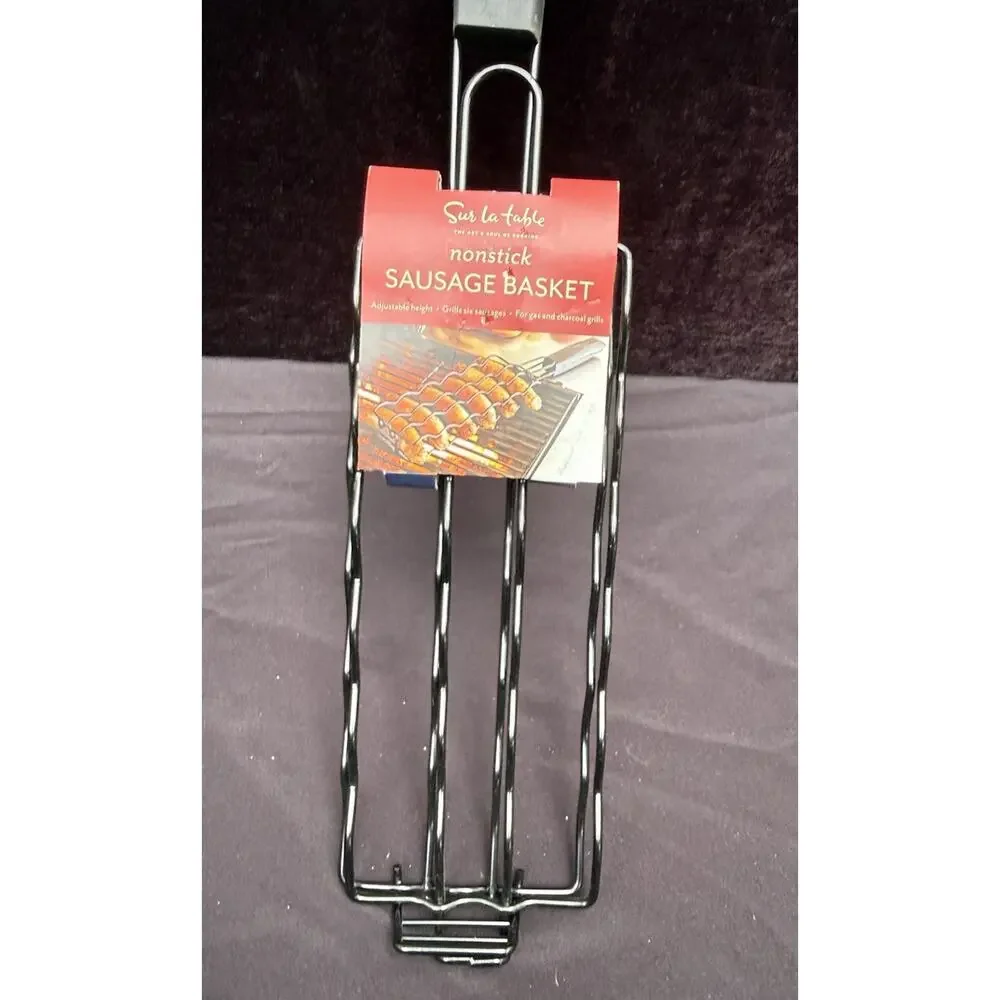 Sur la table Sausage Grilling Basket Black Non-Stick Adjustable Height Brand New